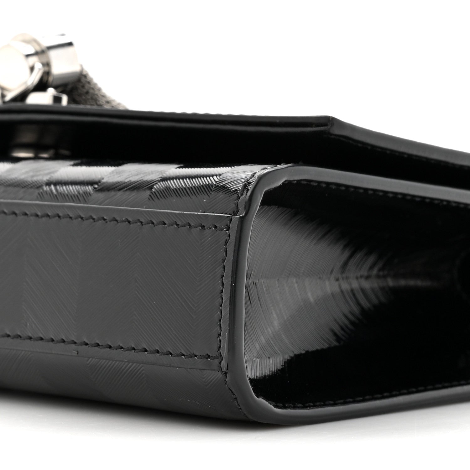 Saint Laurent Patent Textured Striped Small Classic Monogram Kate Tassel Satchel Black 9 of 10