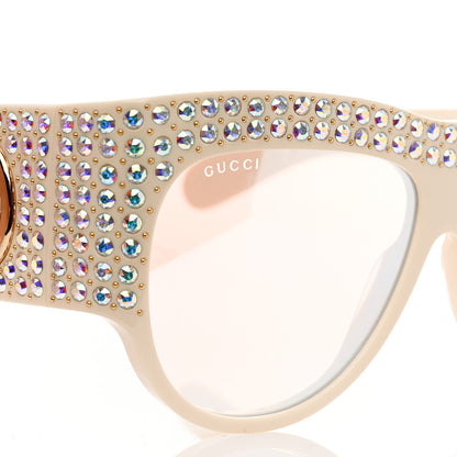 Gucci Acetate Crystal Oversize Hollywood Forever Sunglasses GG0144S Ivory 7 of 7