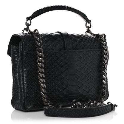 Saint Laurent Calfskin Python Embossed Monogram Medium College Bag Black 3 of 9