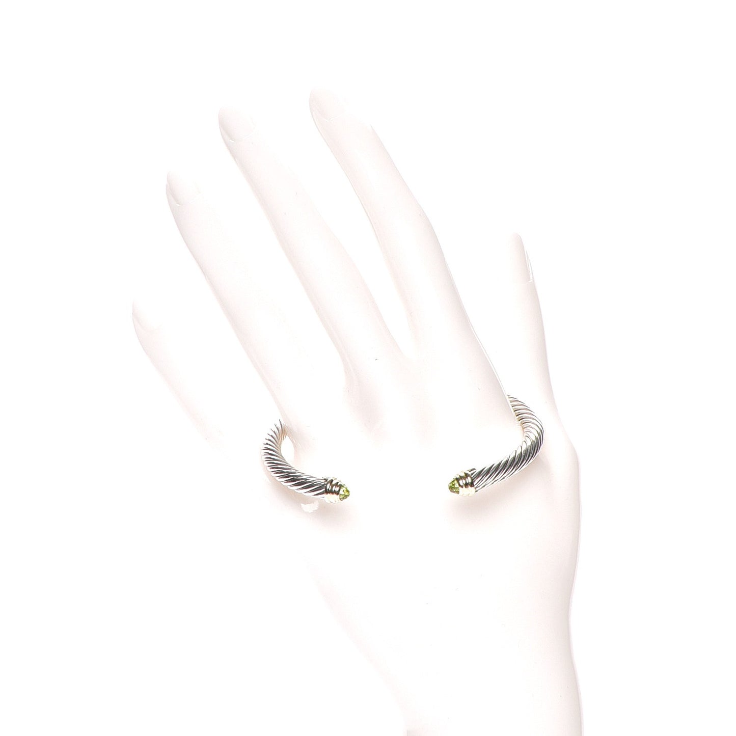 Sterling Silver 14K Yellow Gold Peridot 5mm Cable Classics Bracelet