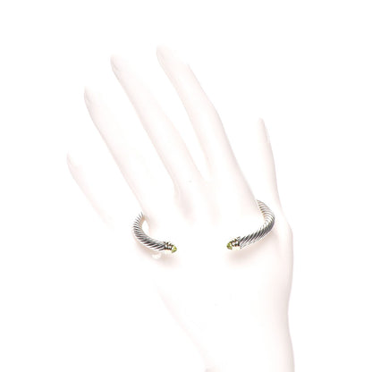 David Yurman Sterling Silver 14K Yellow Gold Peridot 5mm Cable Classics Bracelet 2 of 4
