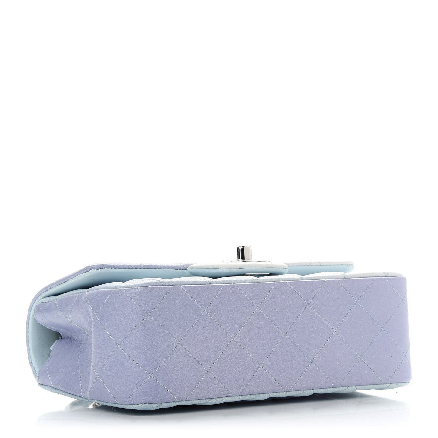 Perforated Lambskin Quilted Mini Rectangular Flap Light Blue Light Purple White
