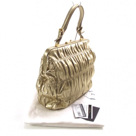 Prada Nappa Gaufre Frame Tote Platino 3 of 10