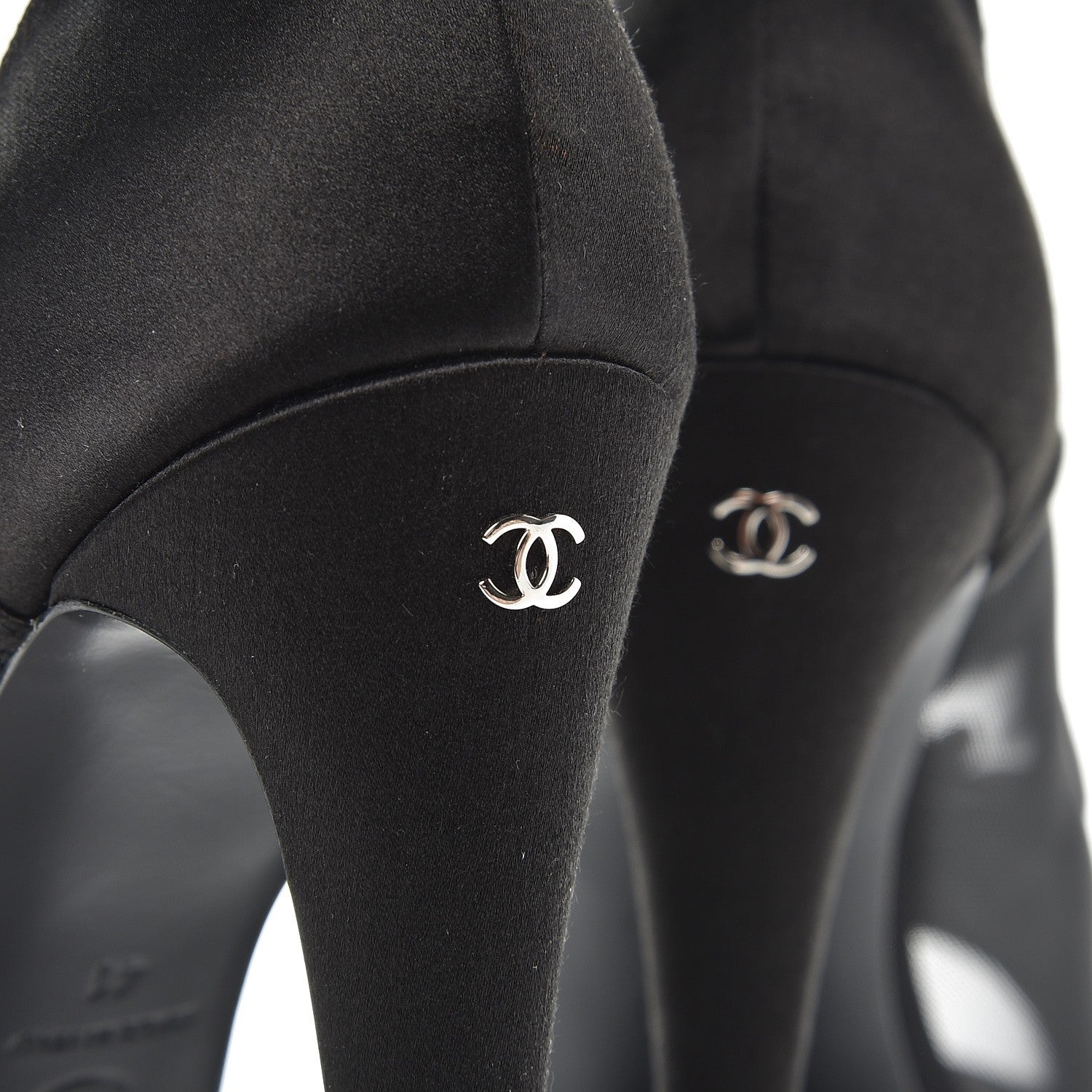 Chanel Mesh Satin Bow CC Pumps 41 Black 6 of 8