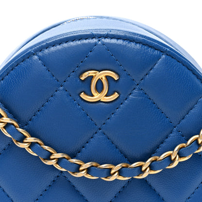 Chanel Lambskin Quilted Round Pearl Crush Clutch With Chain Blue 8 of 10