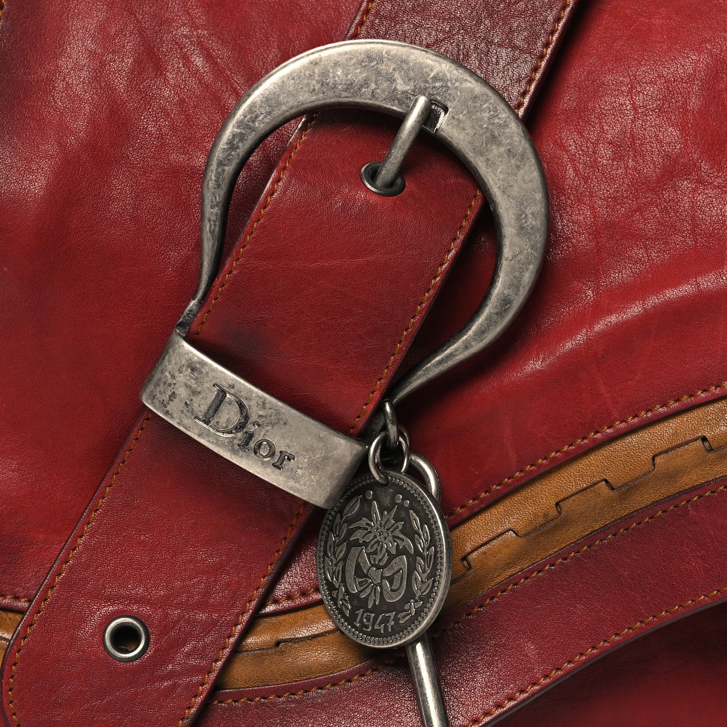 Calfskin Medium Gaucho Double Saddle Bag Red
