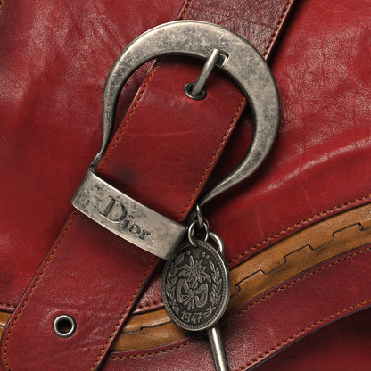 Christian Dior Calfskin Medium Gaucho Double Saddle Bag Red 8 of 13