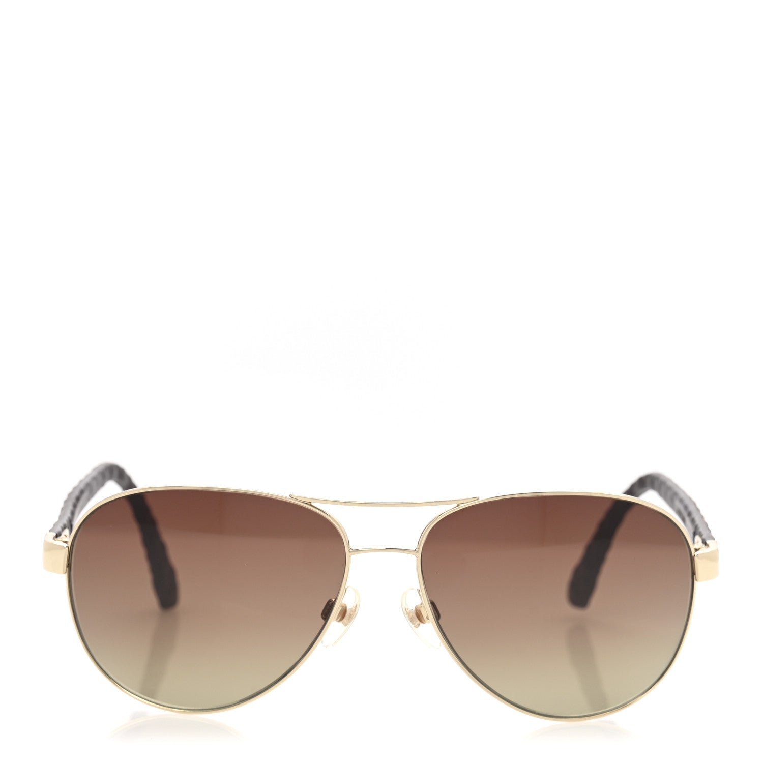 Chanel Metal Lambskin Quilted CC Pilot Summer Aviator Sunglasses 4204-Q Gold Brown 2 of 9