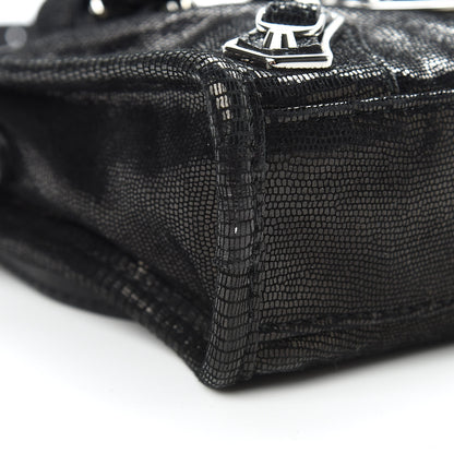 Balenciaga Lizard Embossed Agneau Silver Metallic Edge Hardware Nano City Black 9 of 10