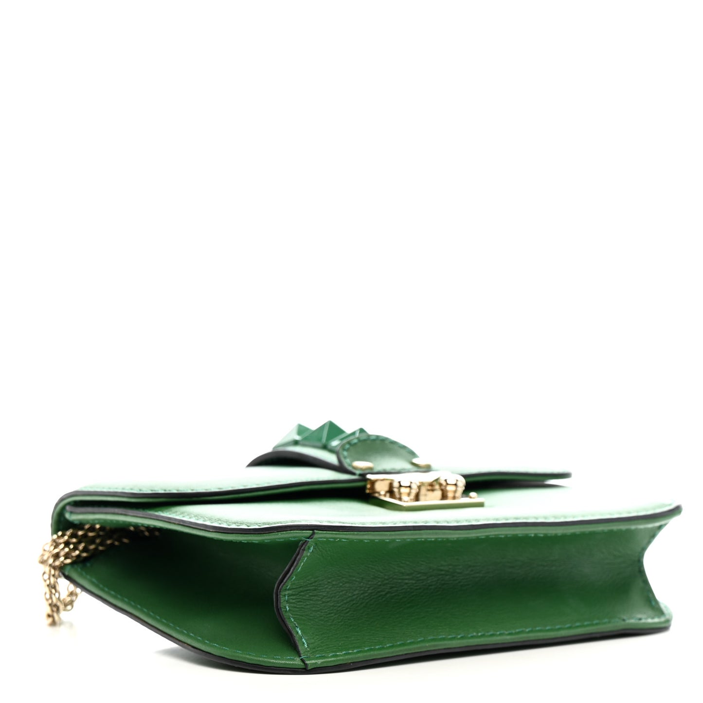 Vitello Small Glam Lock Rockstud Flap Gea Green