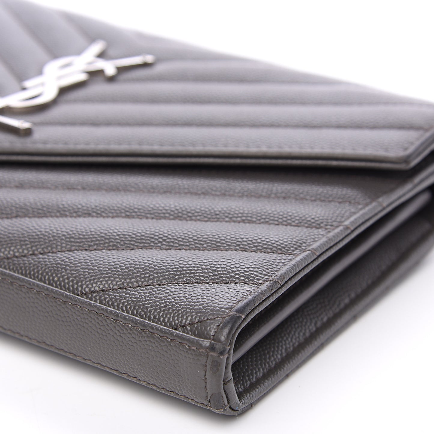 Grain De Poudre Matelasse Chevron Monogram Chain Wallet Fog