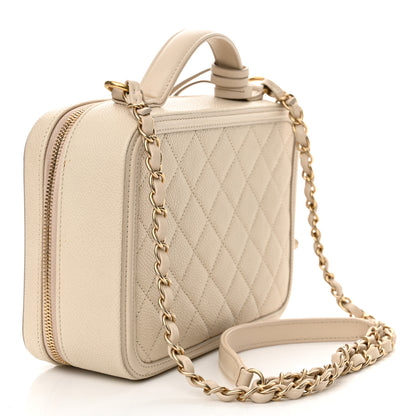 Chanel Caviar Quilted Medium CC Filigree Vanity Case Light Beige 3 of 15
