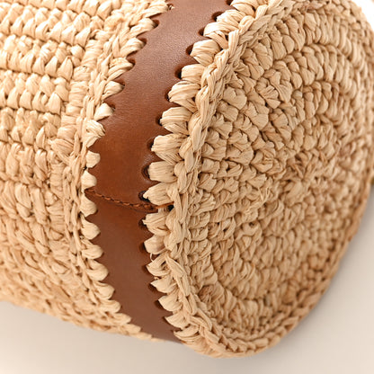 Saint Laurent Raffia Monogram Cassandre Small Cylindric Bag Natural Brick 9 of 12