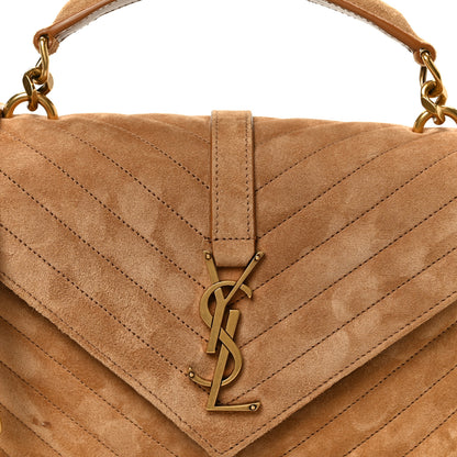 Saint Laurent Suede Matelasse Chevron Monogram Medium College Bag Cinnamon 9 of 11