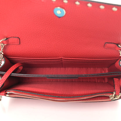 Valentino Garavani Pebbled Calfskin Rockstud Flap Wallet On Chain Rouge Pur 5 of 8