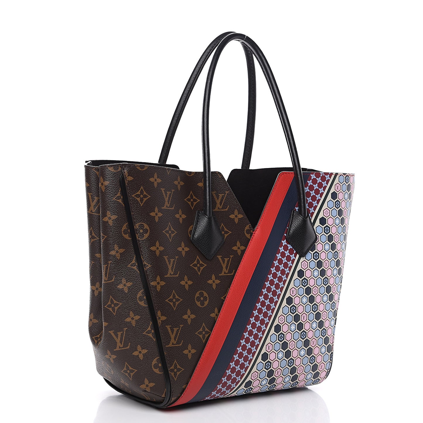 Calfskin Monogram Kimono Tote MM Rouge Navy