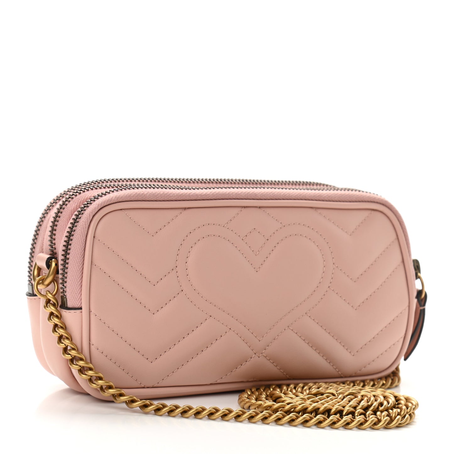 Calfskin Matelasse Mini GG Marmont Chain Crossbody Bag Perfect Pink