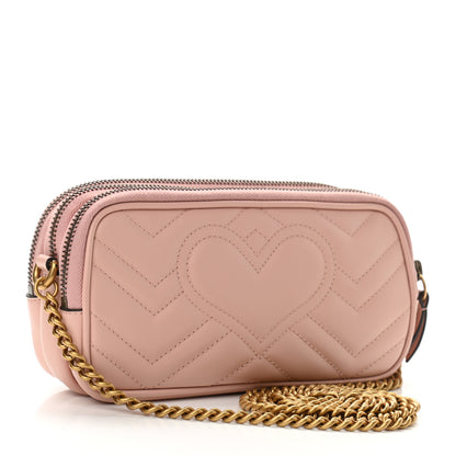 Gucci Calfskin Matelasse Mini GG Marmont Chain Crossbody Bag Perfect Pink 3 of 13