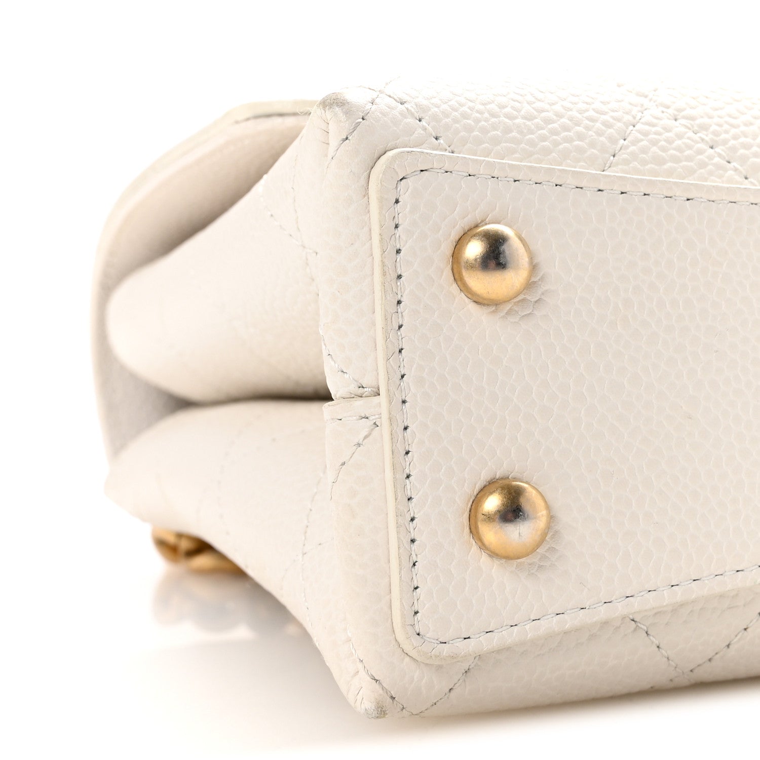 Chanel Grained Calfskin Small Stitched Flap White 9 of 11