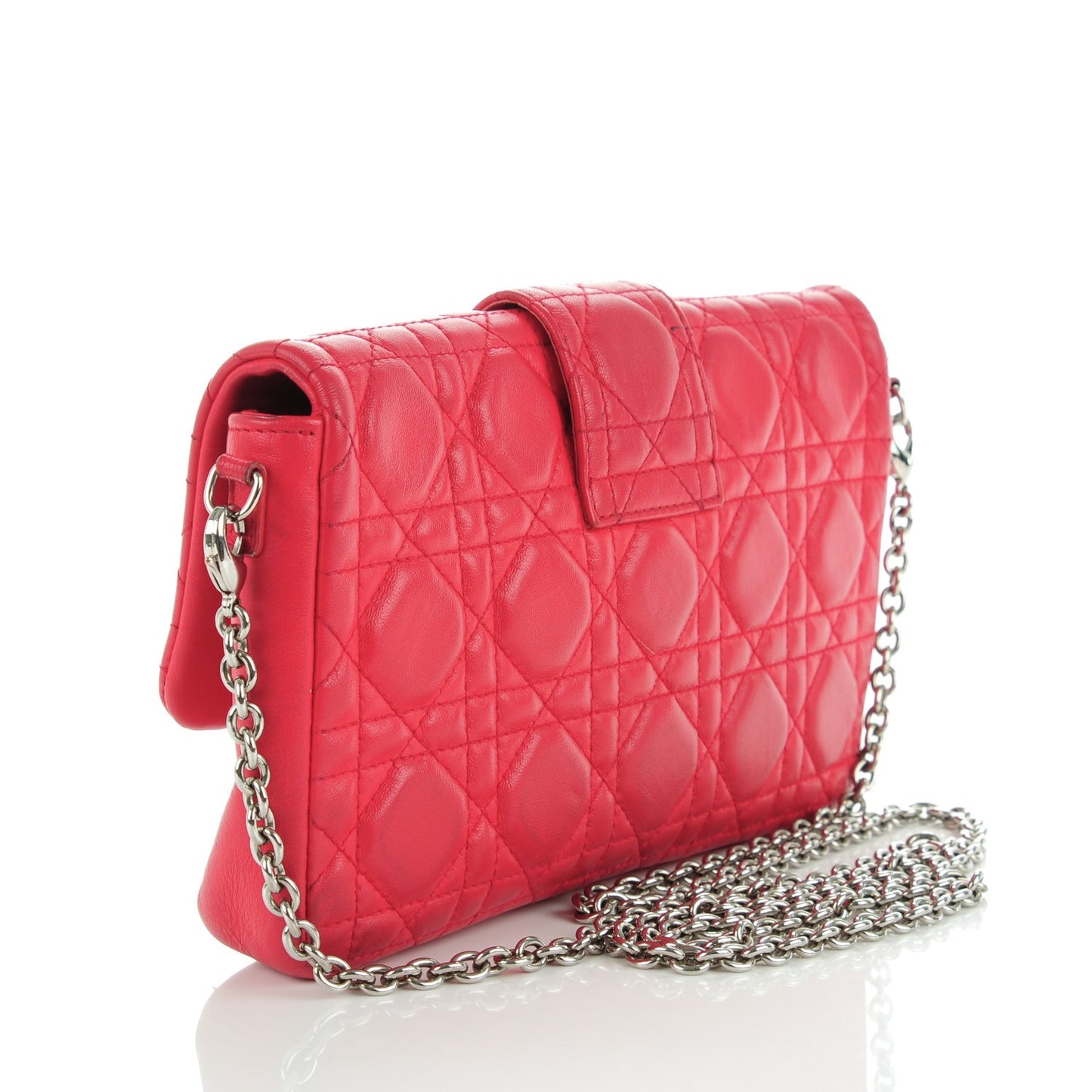 Lambskin Cannage New Lock Pouch Geranium