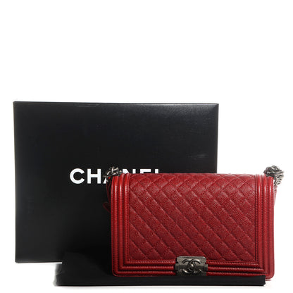 Chanel Caviar Quilted New Medium Boy Flap Dark Red 9 of 9