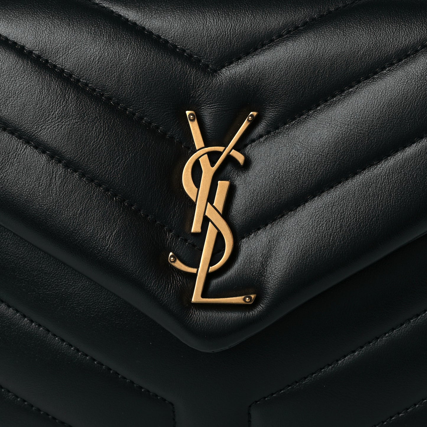Calfskin Y Quilted Monogram Small Loulou Chain Satchel Black