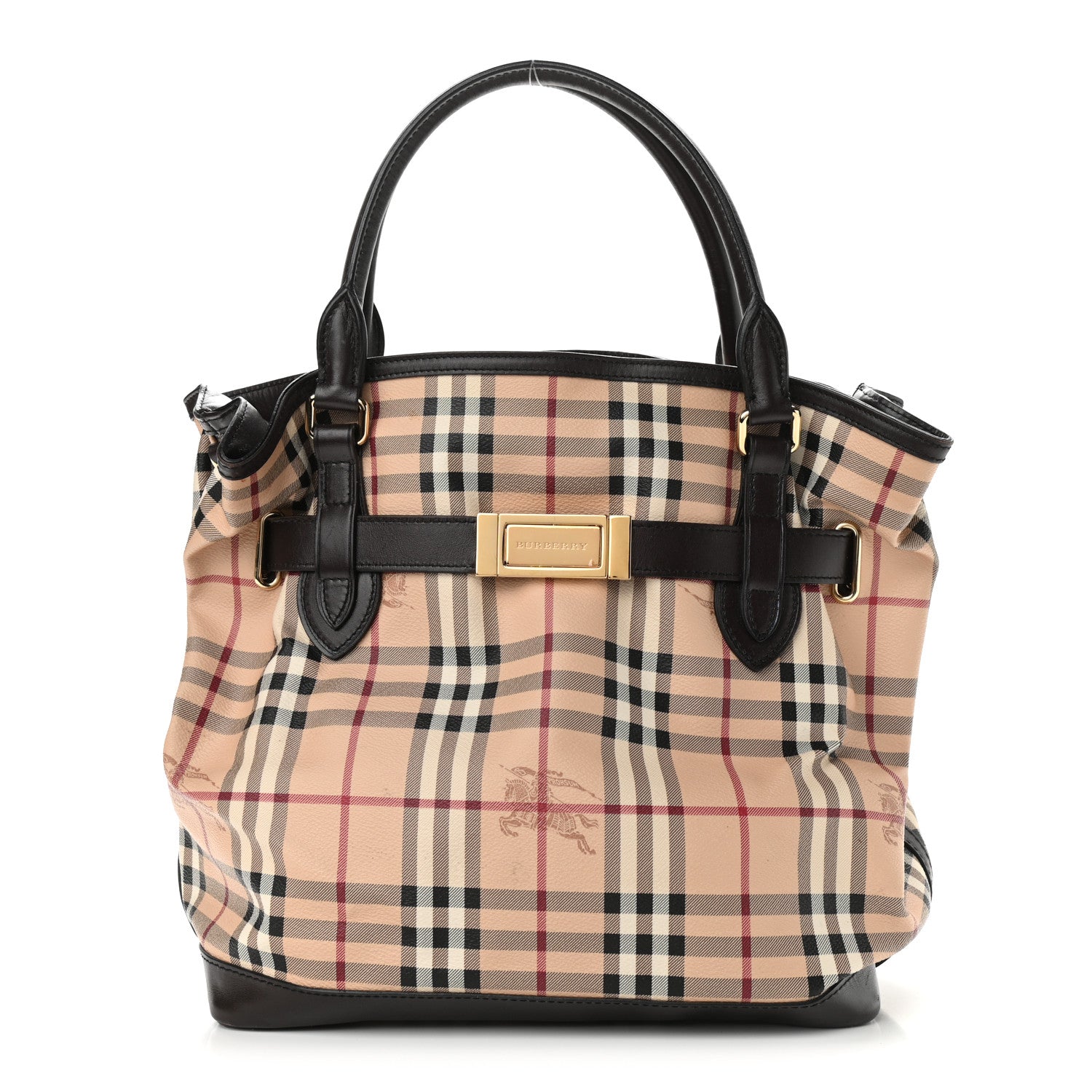 Burberry Haymarket Check Medium Golderton Tote Chocolate 1 of 16