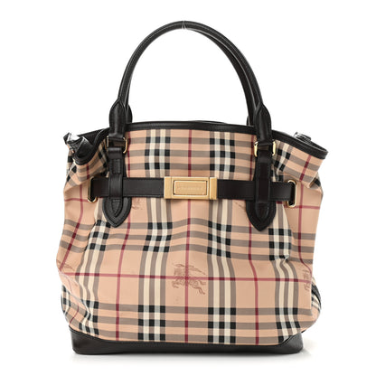 Burberry Haymarket Check Medium Golderton Tote Chocolate 1 of 16