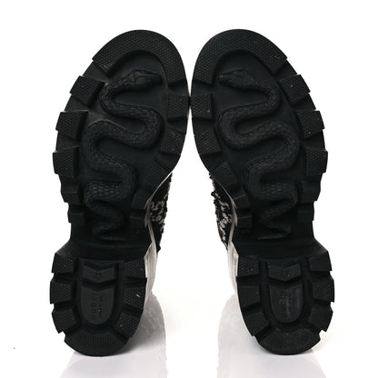 Gucci Tweed GG Monogram Lace Up Combat Ankle Boots 40.5 Black 9 of 16