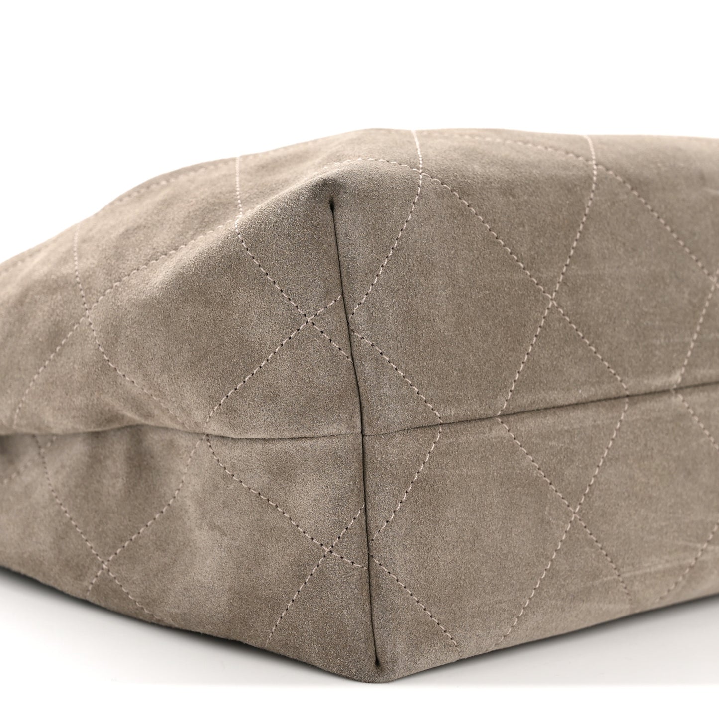 Suede Calfskin Lambskin Quilted Maxi Hobo Grey