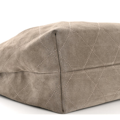 Chanel Suede Calfskin Lambskin Quilted Maxi Hobo Grey 9 of 11