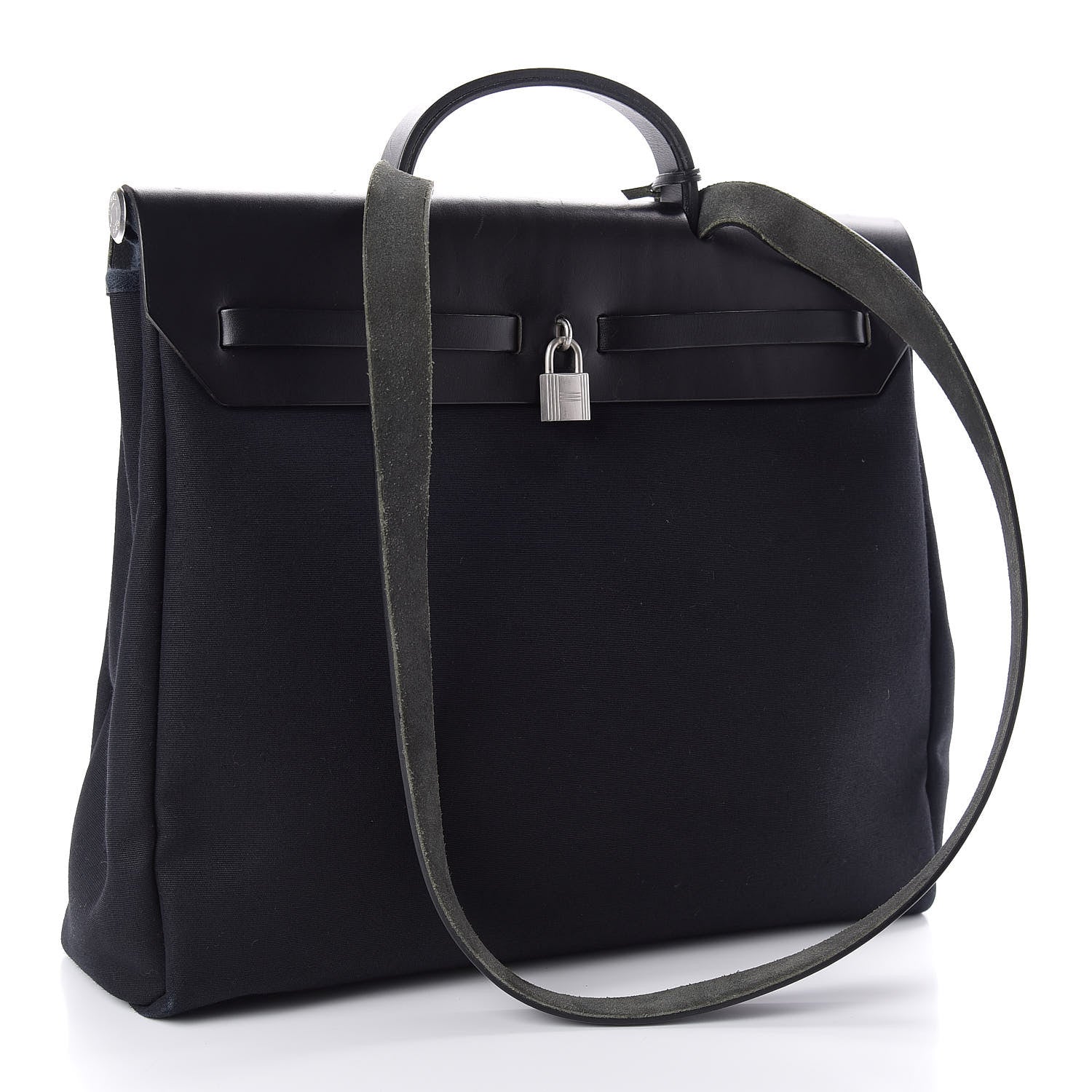 Hermes Toile Vache Calfskin Herbag 39 MM Black 4 of 14