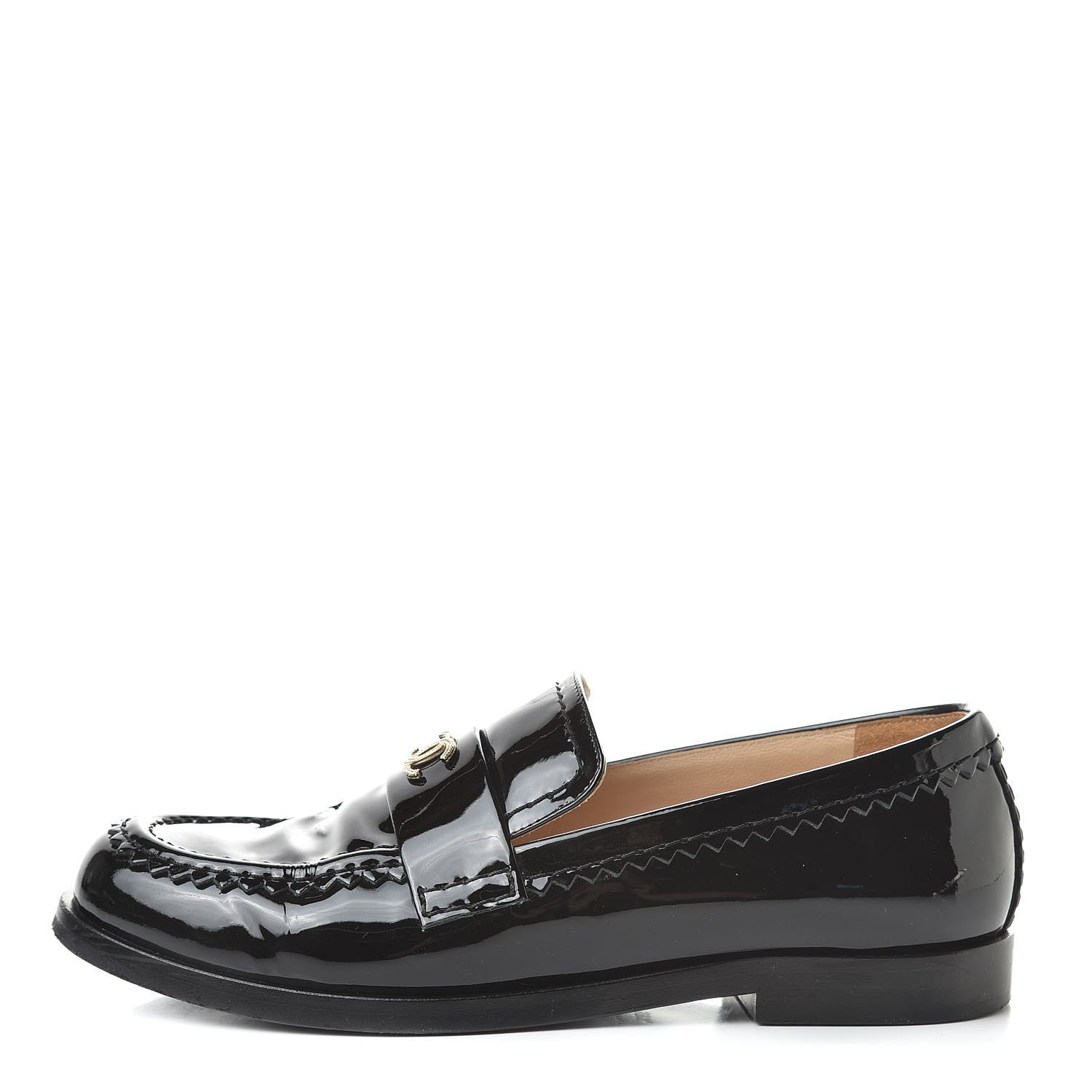 Chanel Patent CC Mocassin Loafers 39.5 Black 1 of 15