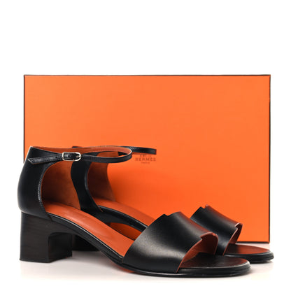 Hermes Calfskin Demoiselle Sandals 39 Black 10 of 10