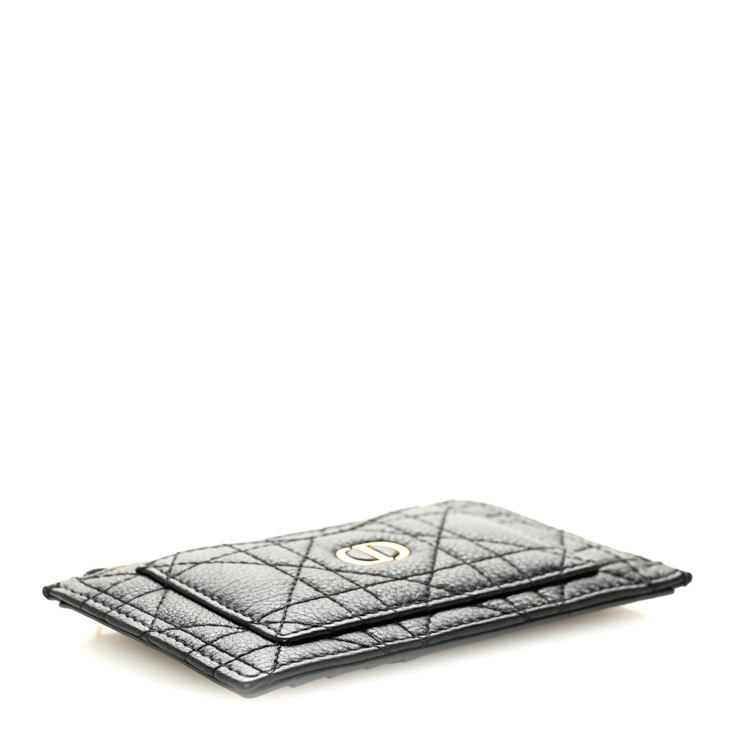 Christian Dior Supple Calfskin Cannage Caro Cosmos Zipped Card Holder Black 4 of 8