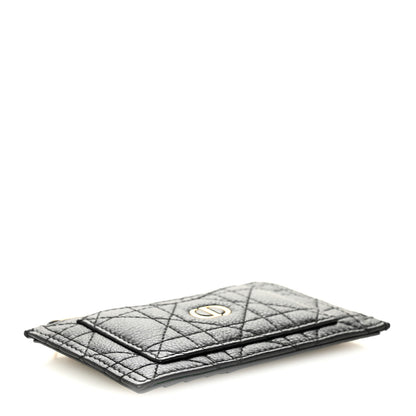 Christian Dior Supple Calfskin Cannage Caro Cosmos Zipped Card Holder Black 4 of 8