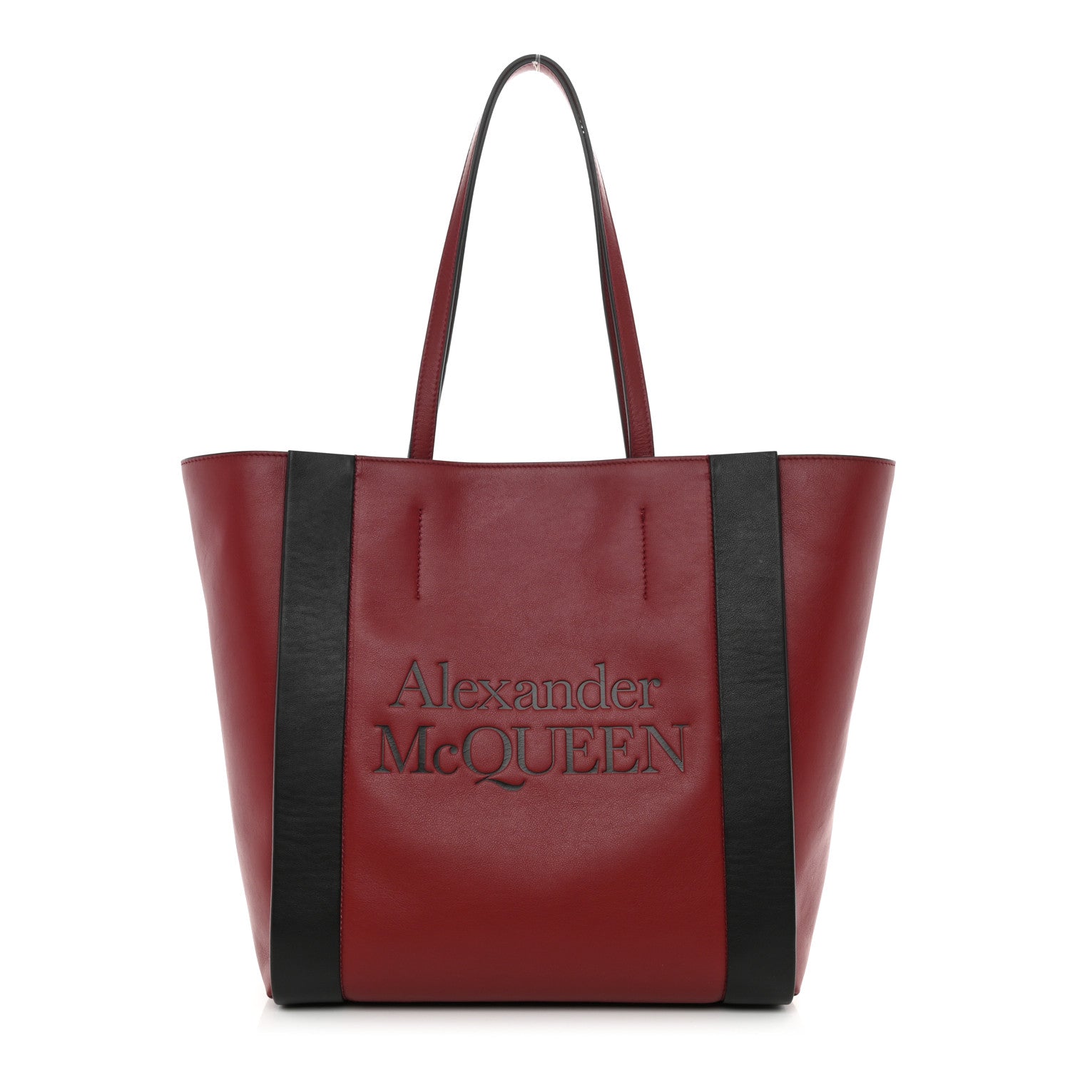 Alexander McQueen Calfskin Embossed Signature Shopper Black Red 1 of 9