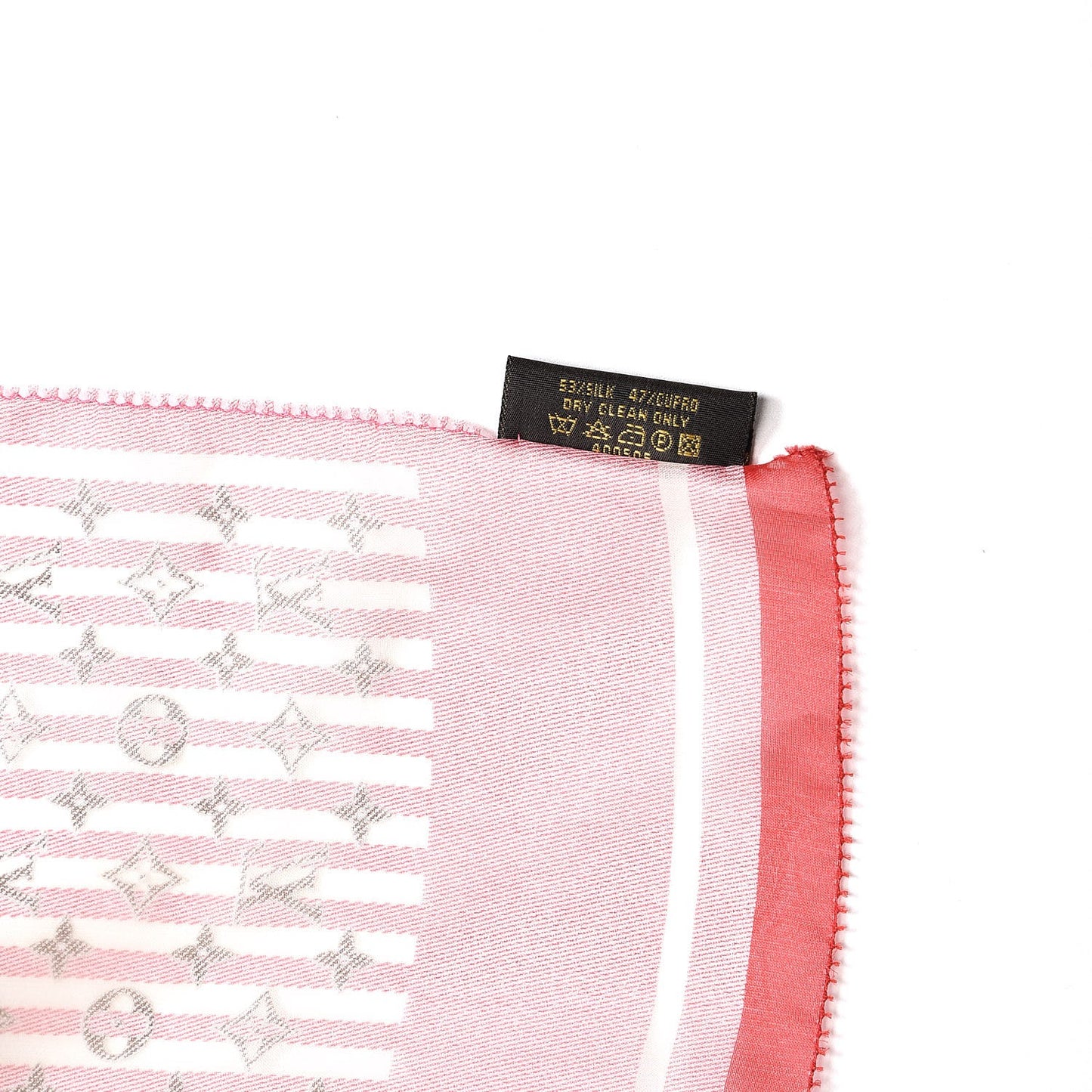 Silk Wool Monogram Rayures Shawl Red