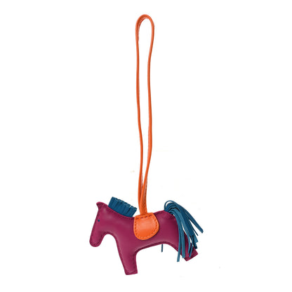 Hermes Milo Lambskin Grigri Rodeo Horse Bag Charm PM Tosca Bleu Izmir Orange 1 of 4