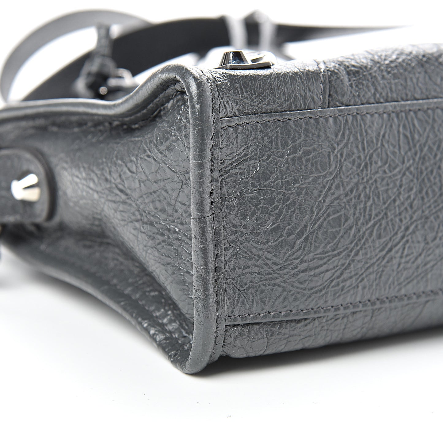 Agneau Classic Silver Hardware Mini City Gris Fossile