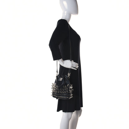 Givenchy Calfskin Spiked Drawstring Bucket Bag Black 2 of 9