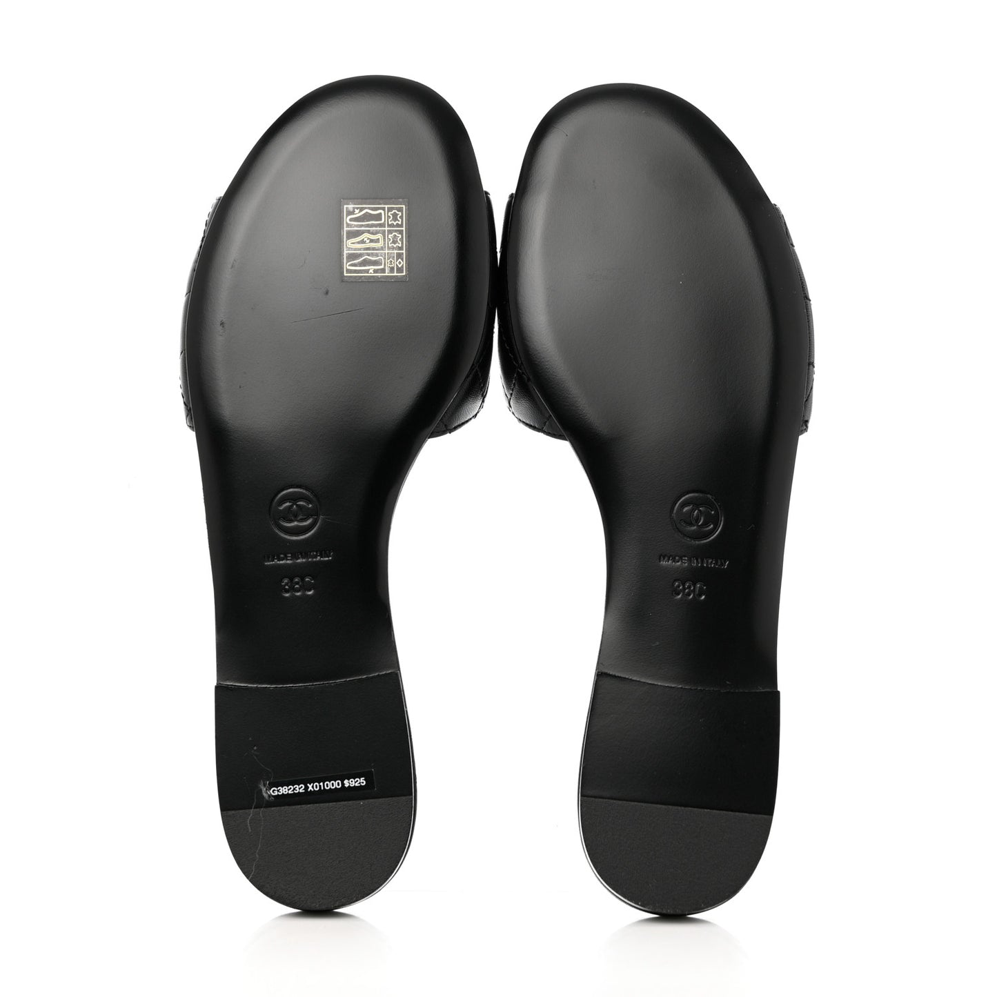 Lambskin Quilted CC Turnlock Sandals 38 Black