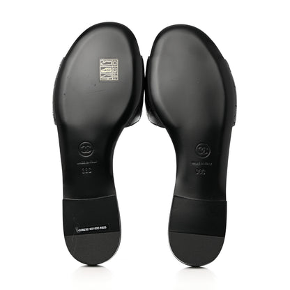 Chanel Lambskin Quilted CC Turnlock Sandals 38 Black 5 of 9