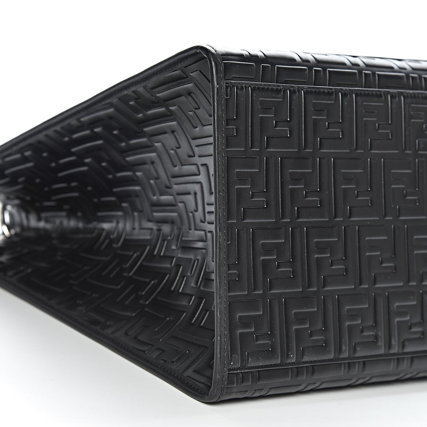 Vitello Century Wicker FF 1974 Embossed Large Runaway Shopper Tote Black
