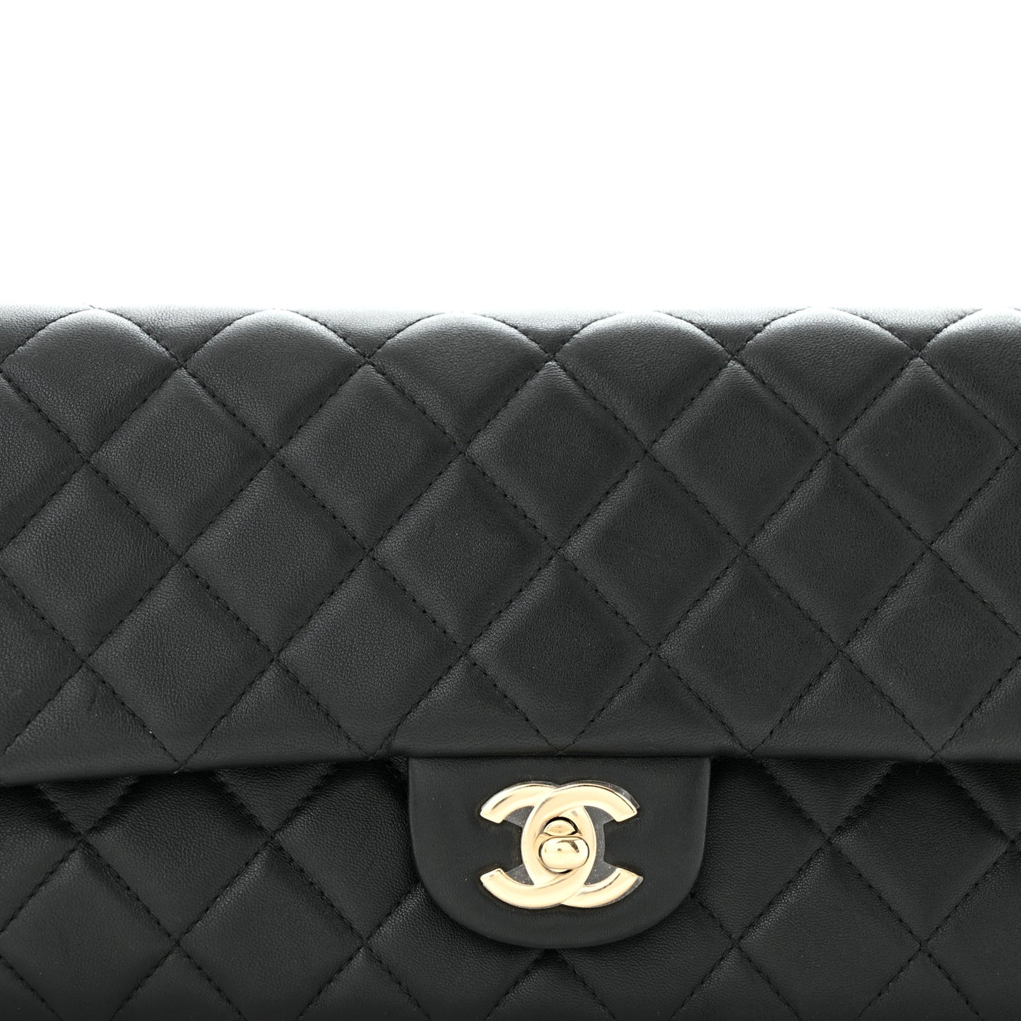 Lambskin Quilted Flap Clutch Black