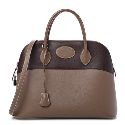 Hermes Epsom Bi-Color Bolide 35 Etoupe Chocolate 1 of 6