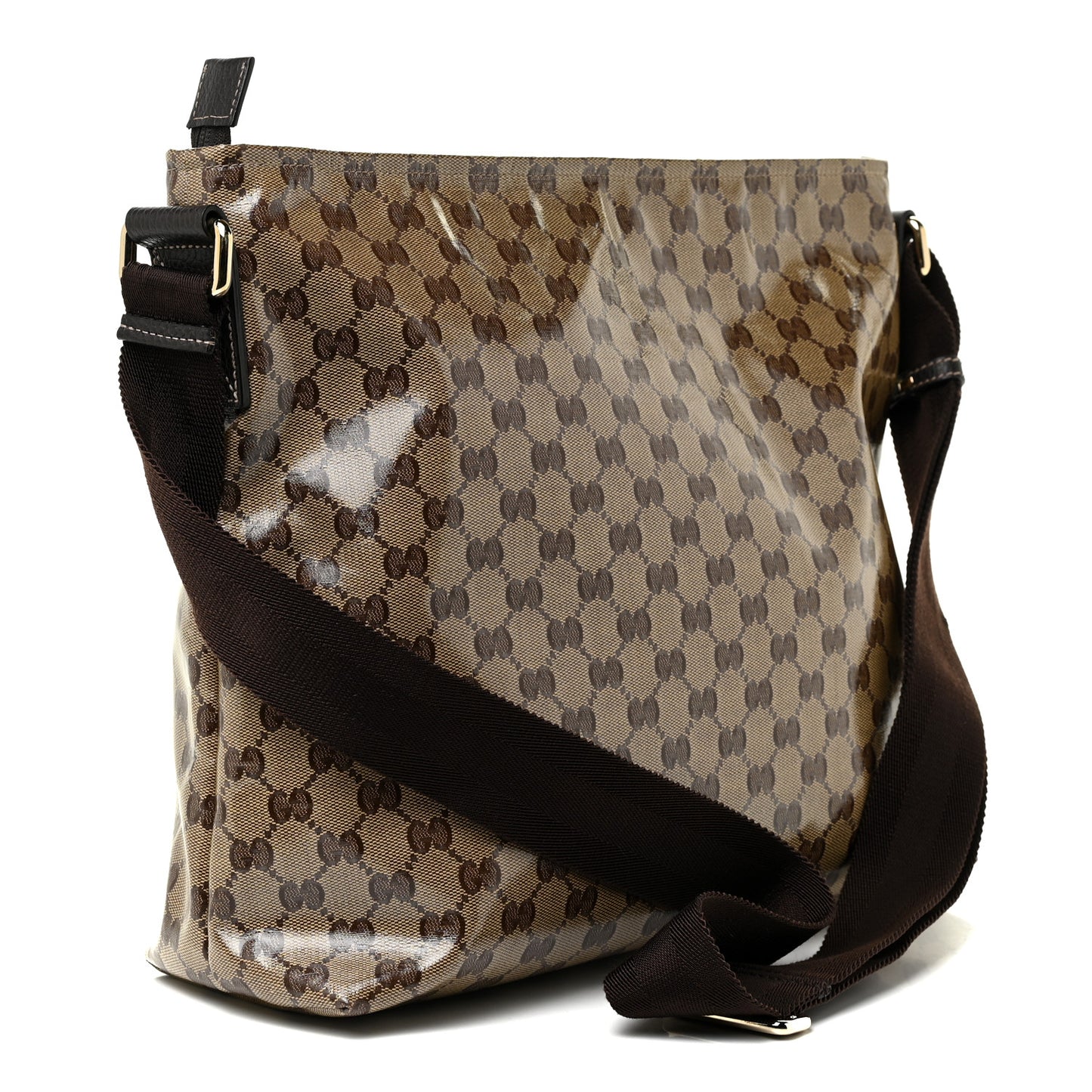 Crystal Monogram Large Flat Messenger Bag Dark Brown