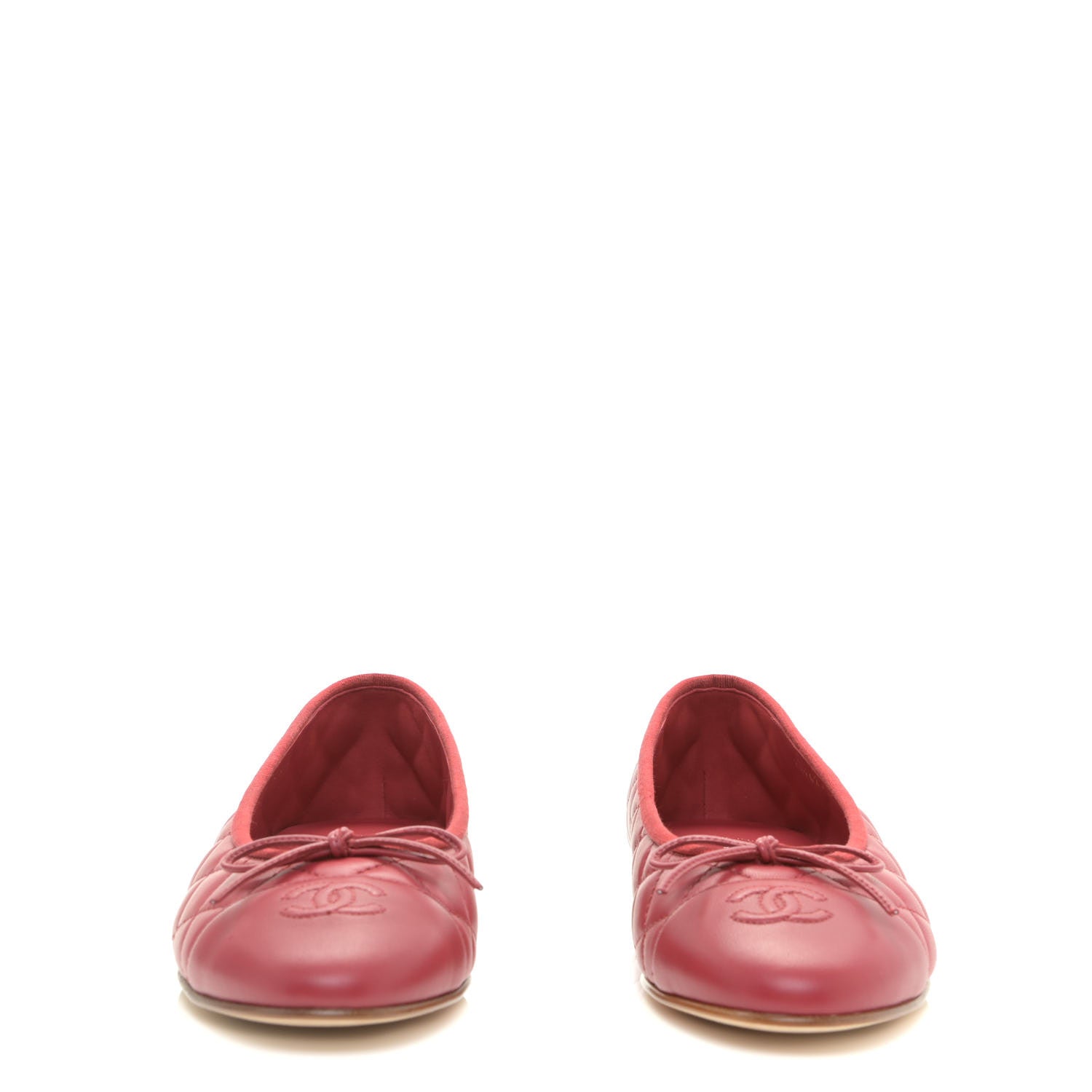 Chanel Lambskin Quilted CC Cap Toe Ballerina Flats 39.5 Light Red 4 of 10