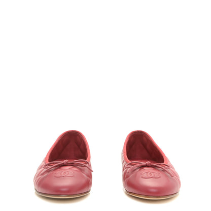 Chanel Lambskin Quilted CC Cap Toe Ballerina Flats 39.5 Light Red 4 of 10