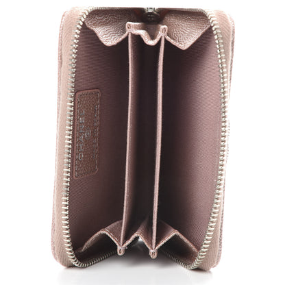 Chanel Metallic Caviar Chevron Quilted Vintage Mademoiselle Zip Coin Purse Pink 5 of 8